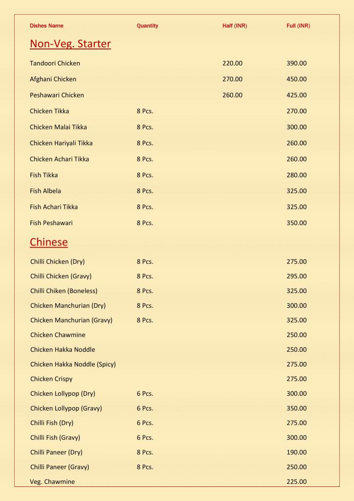 Jeenmount Restaurant Menu Page 3