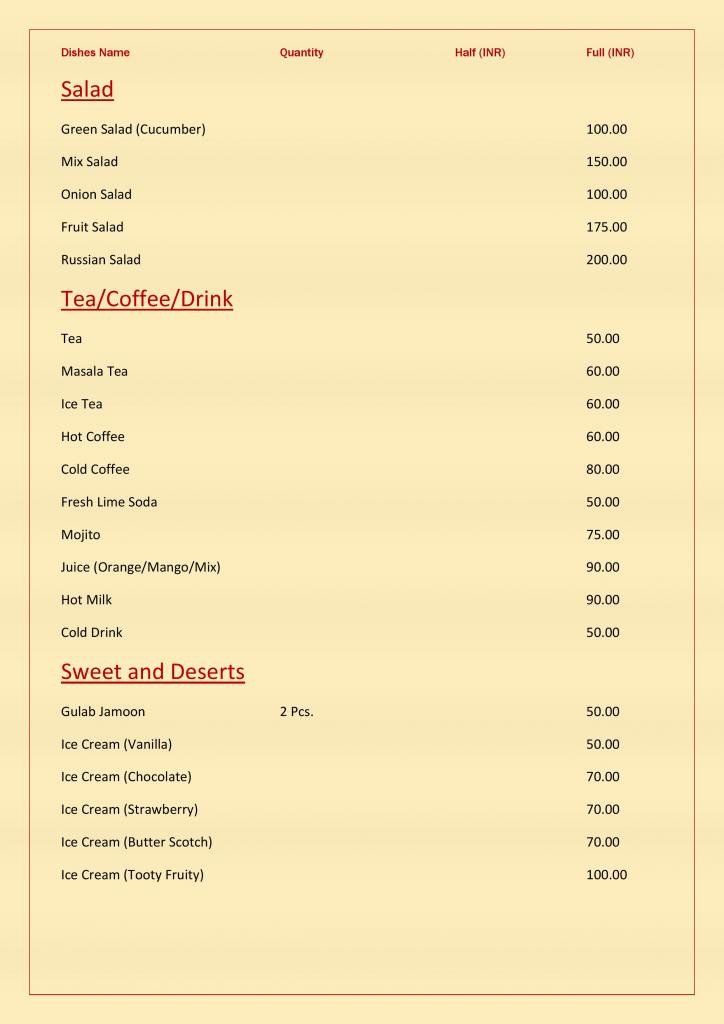 Jeenmount Restaurant Menu Page 7